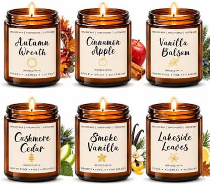 Scented Candle Gift Set for Women – 6 Pack 7oz Winter Scented Soy