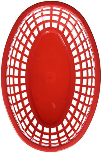TableCraft H1074R6 6-Piece Classic Oval Plastic Baskets, Red