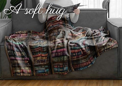 Huglanket Book Lovers Gifts, Throw Blanket for Bookish, 50" x 65"