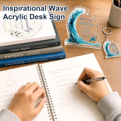 Son Gifts From Mom, Inspirational Wave Acrylic Plaque with Keychain
