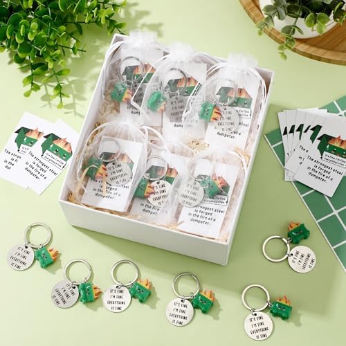12 Sets Positive Dumpster Keychain Gifts for Teacher Nurse Coworker