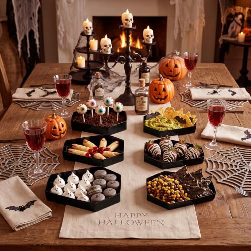 Dunzoom Set of 6 Size Black Halloween Coffin Candy Bowls Serving Trays