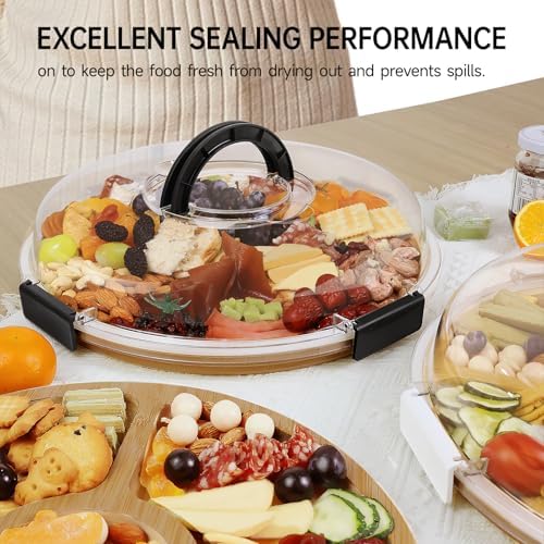 Renmxj Large Round Charcuterie Boards with Lid, Cheese & Serving Tray