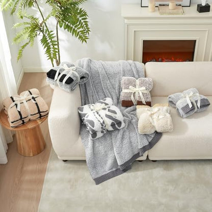 Amélie Home Faux Fur Throw Blanket, Heather Grey, 50"x60"