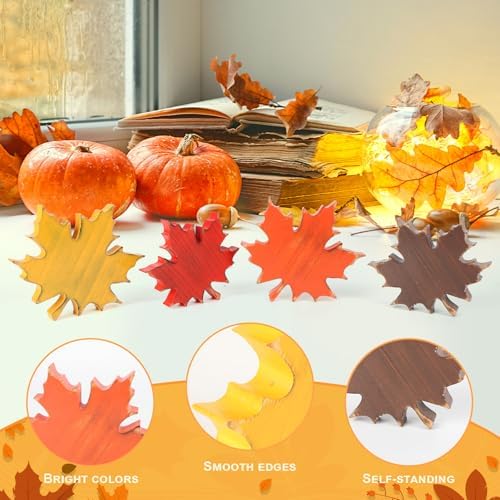 COCHIE 4 Vintage Fall Leaves Decorations Autumn Table Tiered Tray
