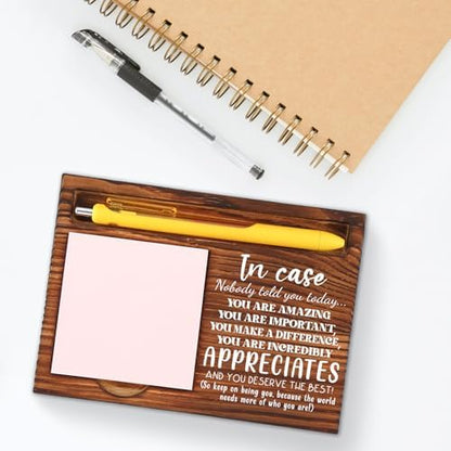 Appreciation Gift, Inspirational Wooden Sticky Note Holder for