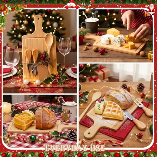 Acellegic 6 Sets Christmas Cheese Cutting Board Gift Set