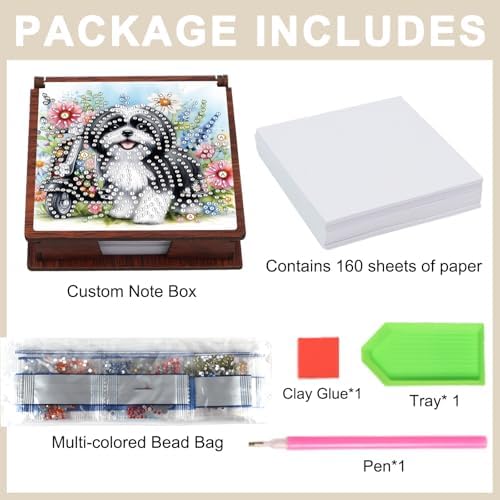 Sticky Note Holder Diamond Art Painting Wooden Post Note Dispenser