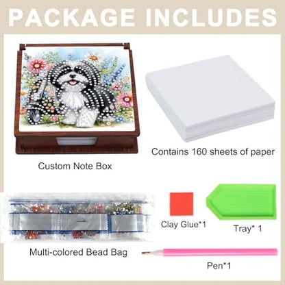 Sticky Note Holder Diamond Art Painting Wooden Post Note Dispenser