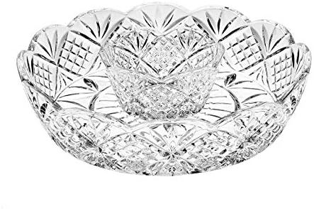 Godinger Dublin Chip and Dip Server, Crystal Platter Dish, for