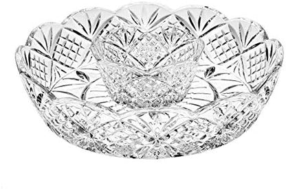Godinger Dublin Chip and Dip Server, Crystal Platter Dish, for