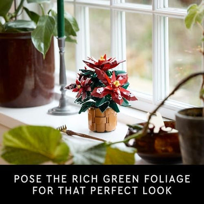 LEGO Icons Poinsettia Building Sets for Adults - Artificial Flowers