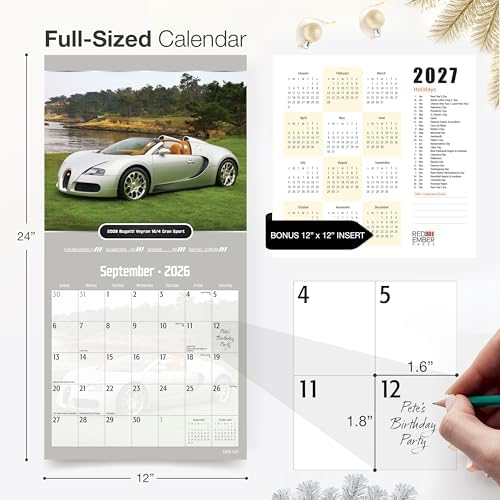 RED EMBER Exotic Cars 2026 Wall Calendar 12 Month | 12" x 24" Open