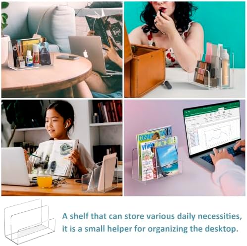 Sezanrpt Acrylic File Holder 2 Compartment, Clear Desk File Organizer