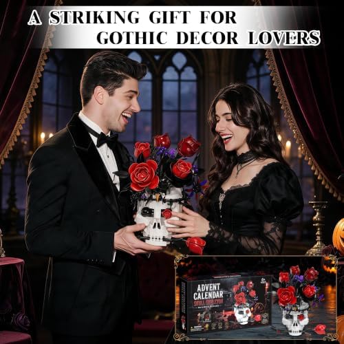 Gothic Advent Calendar 2026 - Skull & Roses Flower Bouquet Toy