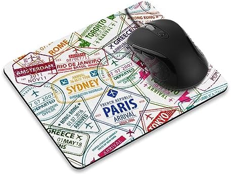 Non-Slip Rectangle Mousepad, WIRESTER Unisex Passport Travel Stamps