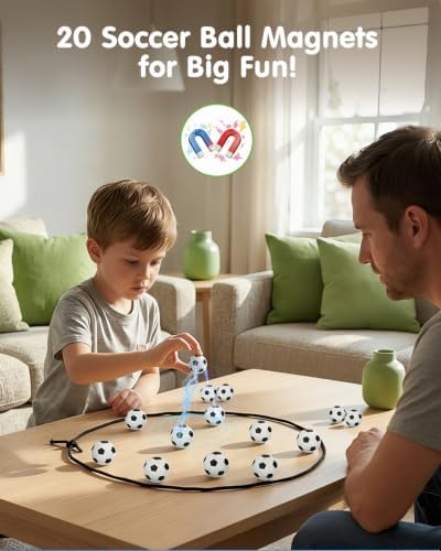 Soccer Magnetic Game with String & 20 Football-Shaped Stones