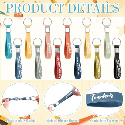 Sureio 12 Pcs 6 Styles Teacher Appreciation Gifts Bulk Silicone