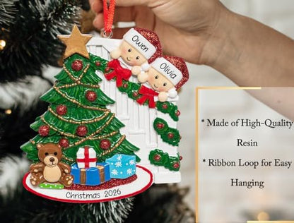 Personalized Peeking Couple Christmas Ornament 2026 | Our First