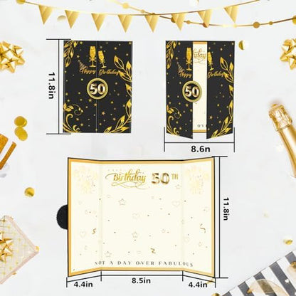 50th Birthday Guest Book Black Gold Party Decorations