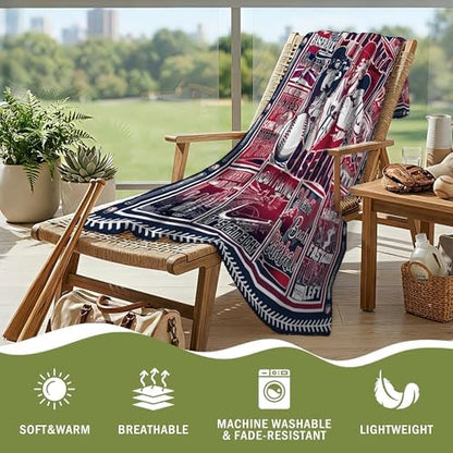 Atlanta Baseball Blanket City Team Color Plush Cozy Throw Gifts