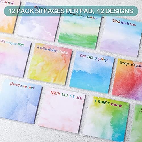12 Pcs Funny Sticky Notes, Snarky Cute Note Pads for Work,Lovely Style