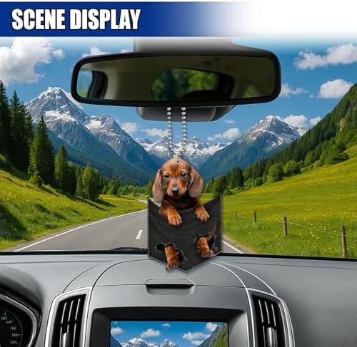 Dachshund Car Rearview Mirror Charm, Cute Pendant for Women
