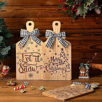 Umigy 3 Pcs Merry Christmas Decorative Wood Cutting Board Let It Snow