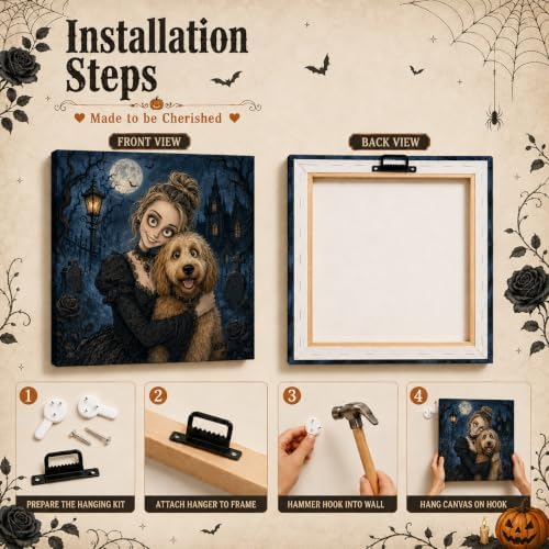 TWING Custom Gothic Photo Canvas, Halloween Portrait Art, 12x12