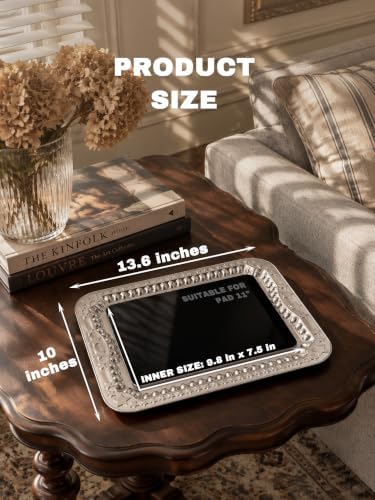 Silver Serving Trays, 4 Pack, 13.6 in Stainless Steel Platters