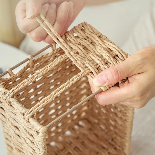 GIB Small Wicker Woven Storage Baskets for Organizing with Handle and