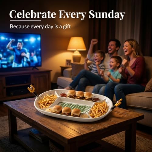Mud Pie Football Field Platter Set, Divided Game Day Serving Tray