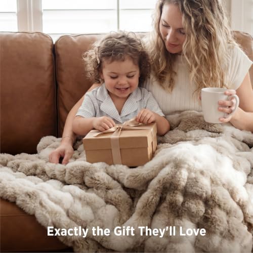 Bedsure Fluffy Bubble Faux Fur Throw XL Blanket, 50"x70", Tie-dye