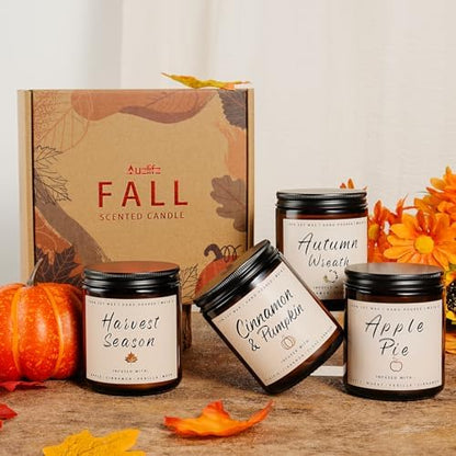 Auelife Fall Candle Set | 4 Pack Scented Candles for Home - Candle