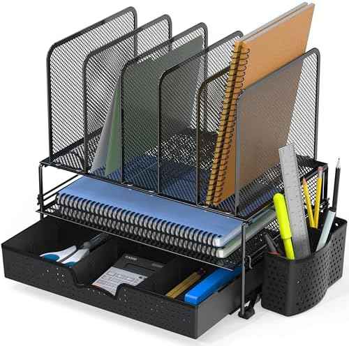 Simple Houseware Desk File Organizer for Office Supplies w/Drawer