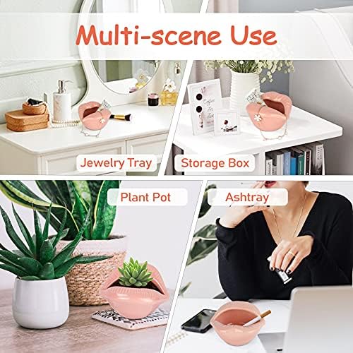 Trycooling Ceramic Red Lips Lipstick Ring Holder, Pink