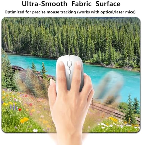 Vintage Red Train Mouse Pad, Turquoise Lake Flowering Mountain Desk