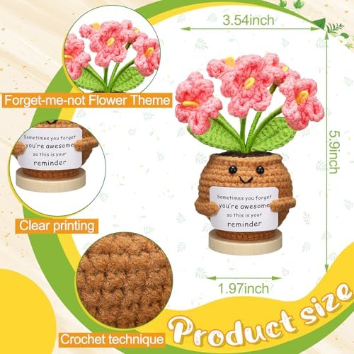 Wavwavw 4 Pcs Thank You Gift Set, Crochet Decor Keychain Notebook