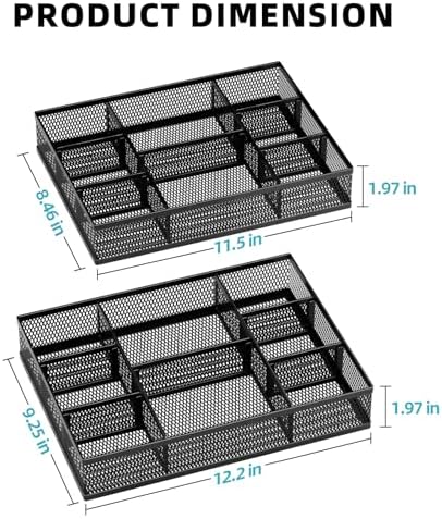 Marbrasse 2 Pack Desk Drawer Organizer, Mesh Drawer Organizer Tray
