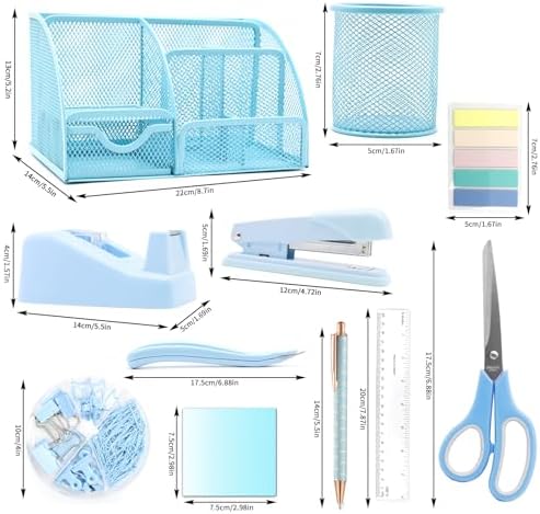 12 in 1 Blue Desk Organizers & Office Supplies Set for Office Home