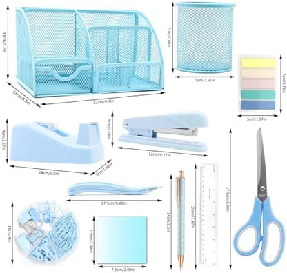 12 in 1 Blue Desk Organizers & Office Supplies Set for Office Home