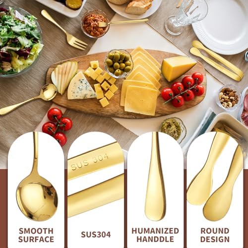 Gold Charcuterie Boards Accessories(26 PCS), Gift Box Packaging, With