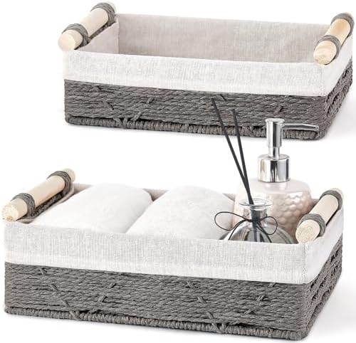Mkono Woven Storage Basket Wicker Baskets for Organizing Toilet Paper