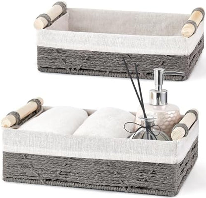 Mkono Woven Storage Basket Wicker Baskets for Organizing Toilet Paper
