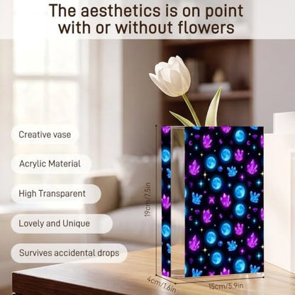 Book-Shaped Acrylic Vase, Purple Moon Crystals Sky