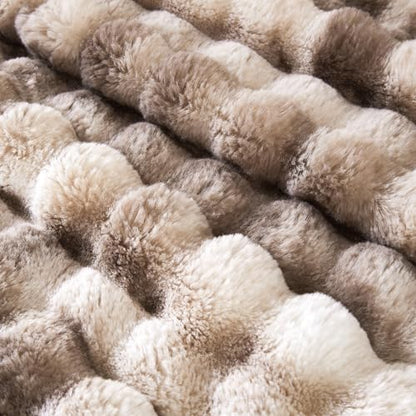 50"x60" Ultra-Soft Fuzzy Faux Fur Throw Blanket, Brown Tie Dye