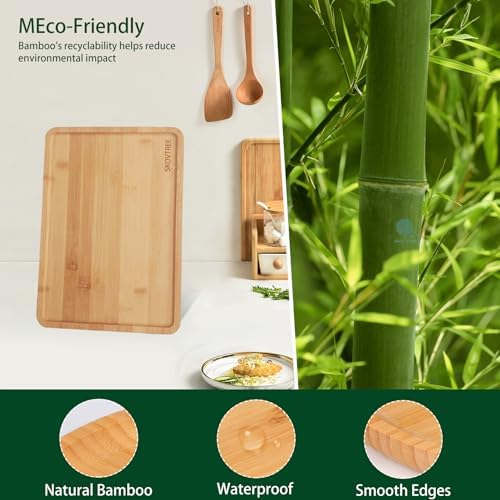 Bamboo Serving Tray, Food Tray for Eating and Serving Coffee, Tea