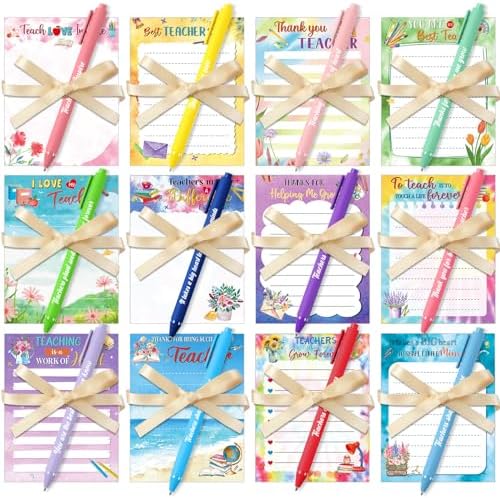 Yeaqee 12 Sets Back to School Teacher Gifts Bulk Teacher Notepads and