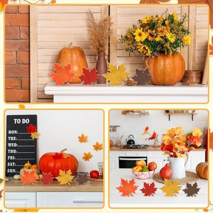 COCHIE 4 Vintage Fall Leaves Decorations Autumn Table Tiered Tray
