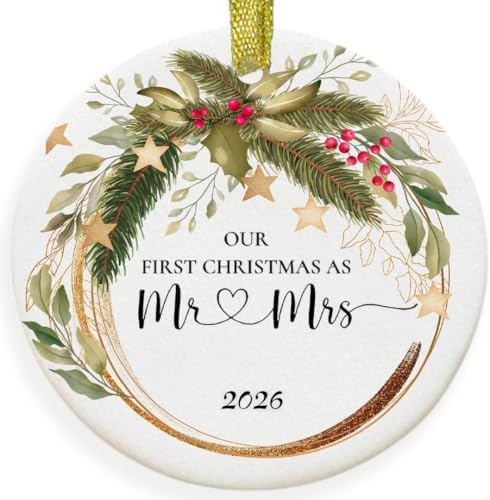 Wedding Gifts for Couple, Our First Christmas Married Ornament 2026